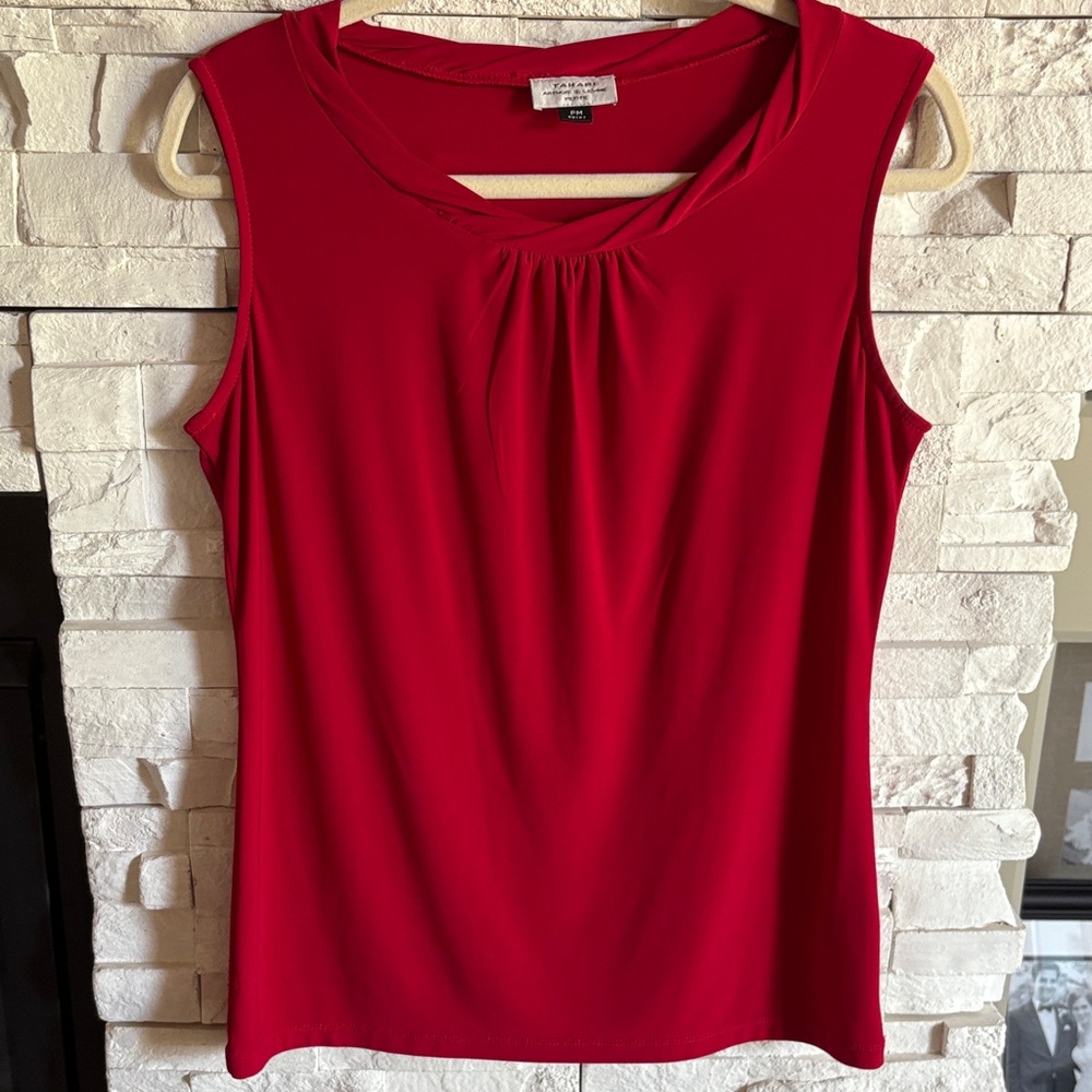Tahari Vibrant Red Sleeveless Tank Top